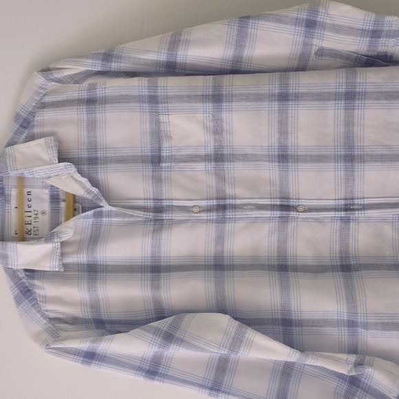 Frank & Eileen Relaxed Button Up Oversized Blue Striped Shirt Minimalist Coastal - Picture 2 of 7